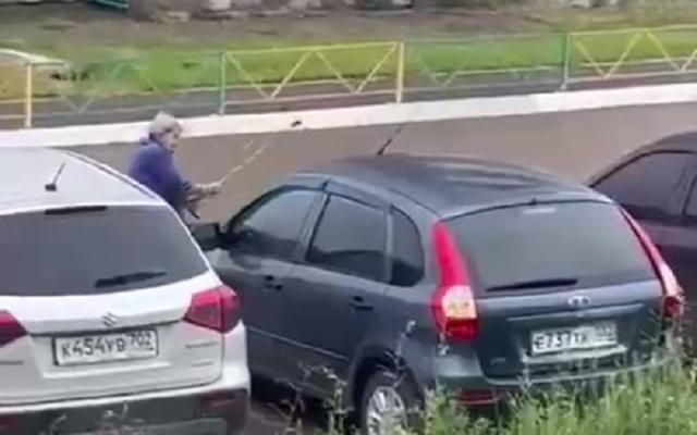 Жительница Башкирии разбила клюкой восемь машин