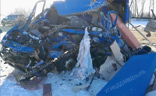 В Башкирии на трассе столкнулись две грузовые машины