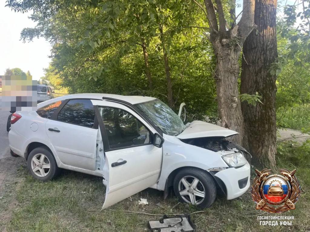 23-летний водитель на «Ладе» врезался в дерево в Уфе