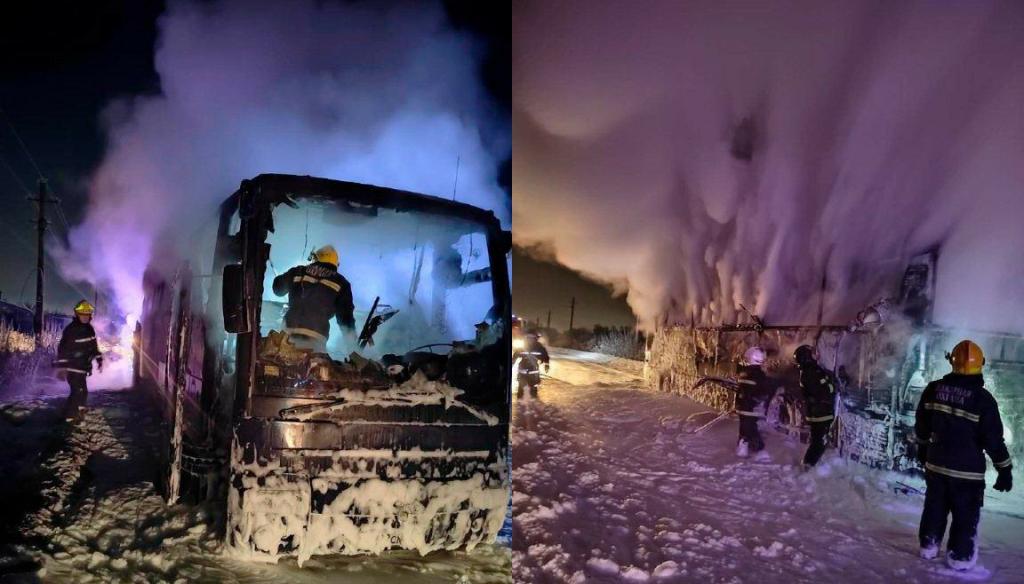 В Салавате сгорел автобус, в котором ехало 50 пассажиров